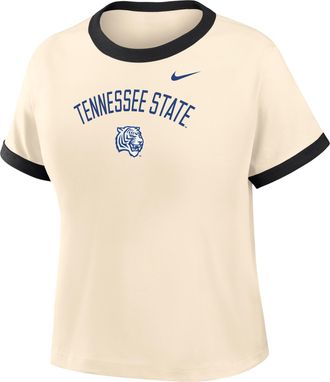 Nike Womens College (Tennessee State University) Cropped Ringer T-Shirt in Brown | ZW04N9TESU26-NAB