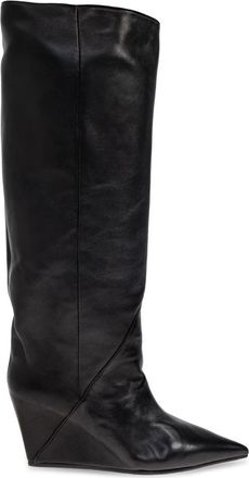 Vic Mati&eacute; Leren sleehak laarzen - Dames - Hoge Laarzen - Zwart - 38 1/2 EU - Leer - Schoenen