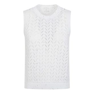 Eleventy Sleeveless Knitwear, female, White, Size: M Sleeveless Knit