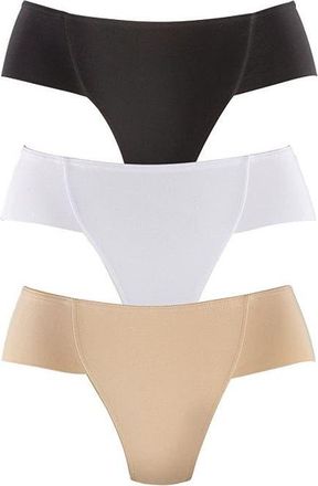 Lascana Womens 3 Pk Control Thongs in Tan & Black & White at Nordstrom, Size 2