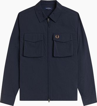 Fred Perry Mens Fred Perry Ripstop Pocket Overshirt Navy - Size: 44/Regular