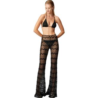 Missoni Flare Cover-up Trousers In Zig Zag Lam&eacute; Viscose in Black & Lam&eacute; at Nordstrom, Size 46 It
