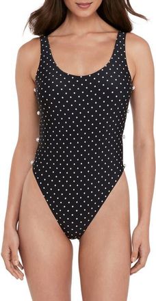 Steve Madden Side Cutout Open Back One-Piece Swimsuit in Raven Black at Nordstrom, Size X-Large