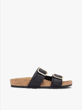 Tommy Hilfiger Sandalias de piel y corcho con doble tira