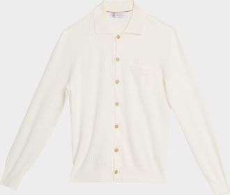 Brunello Cucinelli Men & apos;s Cotton Ribbed Cardigan