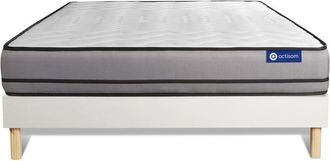 Actisom Somier blanco + colch&oacute;n con espuma viscoel&aacute;stica 140 x 190