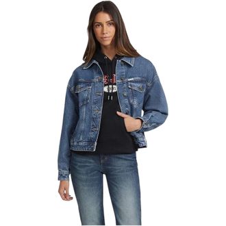 Guess Oversized truckerjas van denim voor dames (Gewassen blauw)