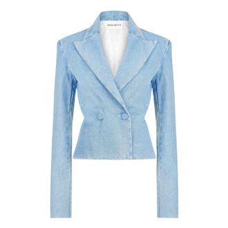 Nina Ricci Jassen, Dames, Blauw, XS, Denim, Open Back Denim Blazer