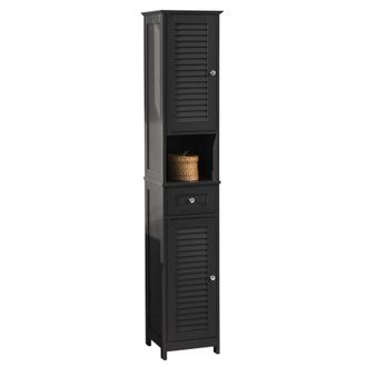 SoBuy Sobuy - Mueble Columna De Ba&ntilde;o, Armario Ba&ntilde;o Alto Estanter&iacute;as De Ba&ntilde;o-2 Puertas Y 1 Caj&oacute;n 32 X 30 X 170 Cm Gris Frg236-dg Es