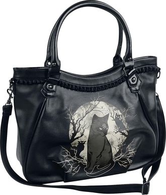 Banned Hecate in Full Moon Women Handbag Black-White, 100% Polyurethane