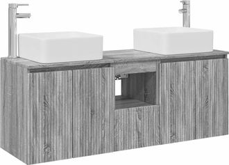 vidaXL Juego De Muebles De Ba&ntilde;o 3 Uds. Sonoma Gris 49,5 X 41 X 63 Cm Vidaxl