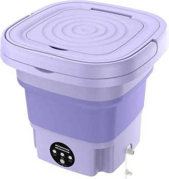 OEM Lavadora Port&aacute;til Plegable Con Centr&iacute;fuga, 8 L, 220 V, Minilavadora Autom&aacute;tica Para Calcetines Y Ropa Interior, Color Morado
