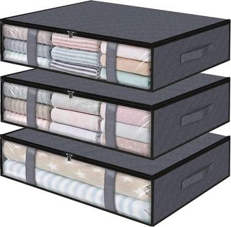 OEM Caja De Almacenamiento Para Debajo De La Cama - Juego De 3, Plegable, Con Tapa, Para Ropa