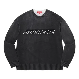 SUPREME SS23 Week 2 Printed Washed Sweater Black SUP-SS23-063