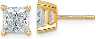 Diamond2Deal 14k Gold 3 ctw Princess Lab Grown Diamond Stud Earrings