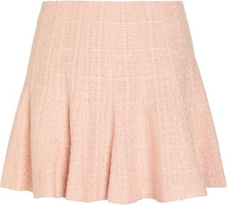 Alice & Olivia Zona Pleated Tweed Mini Skirt - Light Pink - 12 (UK16 / XL)