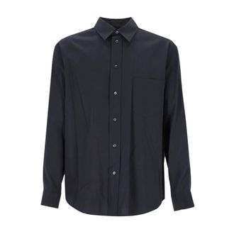 Emporio Armani Viscose Long-Sleeve Shirt with Chest Pocket - Heren - Overhemden - Blauw - Maat: L Viscose