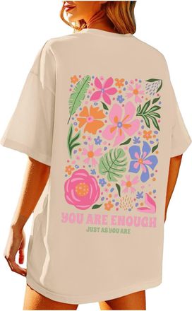 Generic You are Enough Shirt Women Oversized Dear Person Behind Me T-Shirt Mental Health Inspirational Short Sleeve Tee Tops 2025 New Blouses for Women UK Top