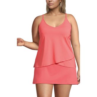 Lands End Tulip Hem Tankini Top in Wood Lily at Nordstrom, Size 1X