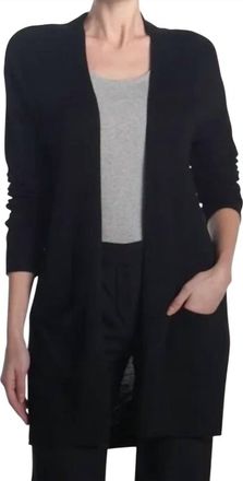T Tahari Long Sleeve V Neck Cardigan In Black