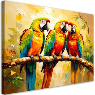 Artgeist Artgeist - Quadro Su Tela, Pappagalli Colorati Su Un Ramo - 120x80