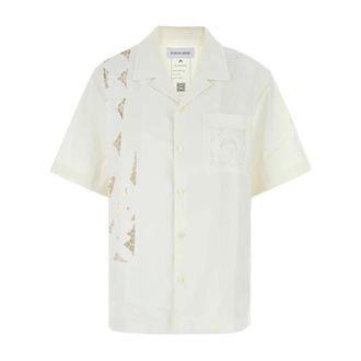 Marine Serre Short Sleeve Shirts, male, White, Size: S White Cotton Shirt