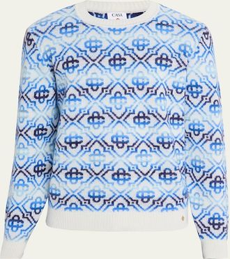 Casablanca Mens Space Dye Monogram Knit Crewneck Sweater