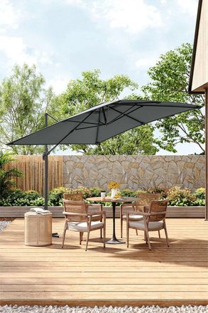 Living and Home 3m x 3m Square Cantilever Garden Parasol in Grey