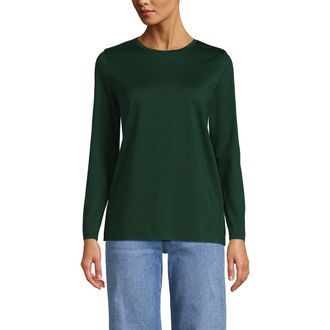 Lands End Supima Cotton Long Sleeve Crewneck T-Shirt in Pine Valley at Nordstrom, Size X-Large P