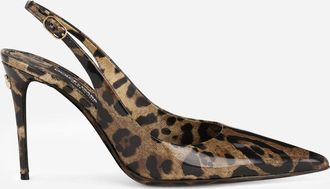 Dolce & Gabbana Slingback - Woman Pumps And Slingback Animal Print Leather 40.5