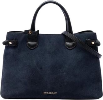 Burberry Pre-owned Banner Satchel - Dames - Vintage Shopper - Blauw - ONE Size - Leer - Vintage