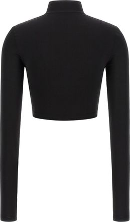 Off-white Logo-Print Stretch Jersey Crop Top - Black