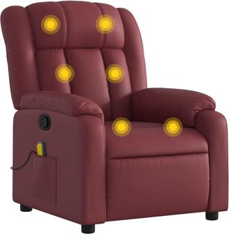 vidaXL Vidaxl - Sill&oacute;n De Masaje Reclinable Cuero Sint&eacute;tico Rojo Tinto
