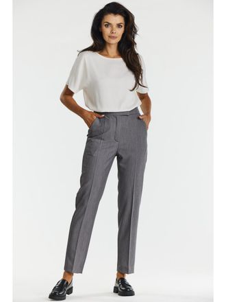 OEM Elegantes Pantalones Pitillo Con Pliegues, Gris Xl