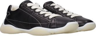 Prada Womens Black Leather Sneakers