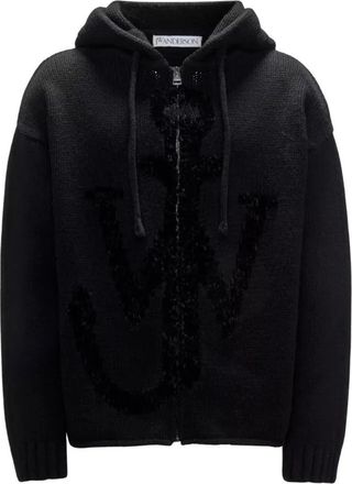J.W.Anderson Hooded Cardigan Wool Sweater - Heren - Vesten - Zwart - M - Wol - Truien & Vesten