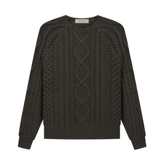Fear of God Round-neck Knitwear, male, Black, Size: L Essentials Cable Knit Sweater