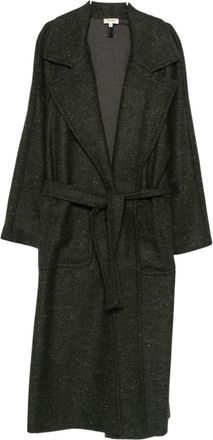 DIEGA Straight Silhouette Long Coat With Tie Belt And Side Pockets