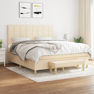 vidaXL Cama Box Spring Con Colch&oacute;n Tela Color Crema 160x200 Cm Vidaxl