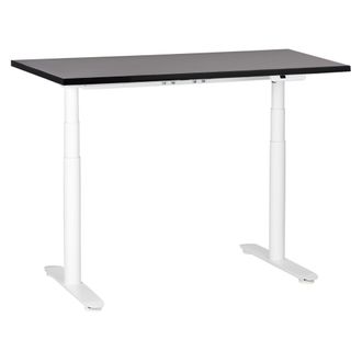 Beliani Beliani - Escritorio De Altura Regulable El&eacute;ctrico Dise&ntilde;o Moderno Patas Redondas 120 X 72 Cm Tablero Negro Soporte De Acero Blanco Destinas