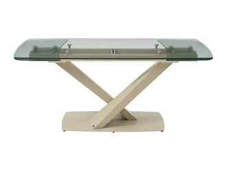 VENTE-UNIQUE.COM Mesa de comedor cristal transparente, beige