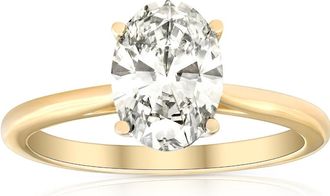 Pompeii3 VS 1 3/4Ct Solitaire Oval Diamond 14k Yellow Gold Engagement Ring Lab Grown