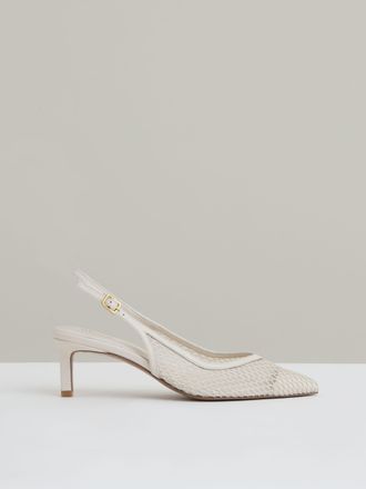 Reiss White Mesh Slingback Heels, 336