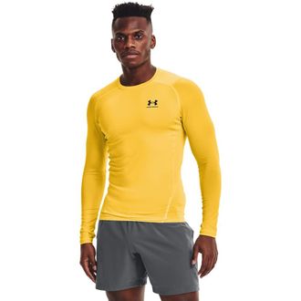 Under Armour Mens HeatGear Compression Long-Sleeve T-Shirt Sweatshirt, (790) Taxi / / Black, S