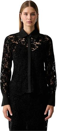Twinset Kanten Blouse met Top - Dames - Overhemden - Zwart - S - Polyester - Overhemden