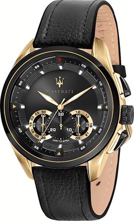 Maserati Chronograph Mens Watch R8871612033 with Black Dial and Leather Strap Stainless Steel - One Size