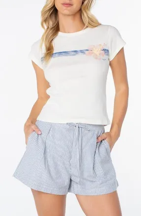 Roxy Swell Seekers 90s Graphic Baby Tee in Cloud Dancer at Nordstrom, Size Medium
