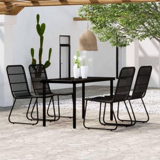 vidaXL Juego De Comedor De Jard&iacute;n 5 Piezas Negro Vidaxl