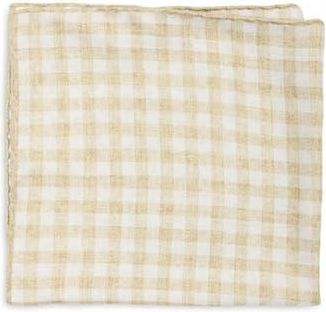 BOSS Gingham Silk Pocket Square in Natural at Nordstrom Rack