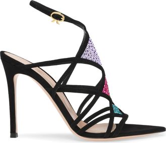 Gianvito Rossi Confetti Sandal in Purple Suede And Fabric at Nordstrom, Size 40.5